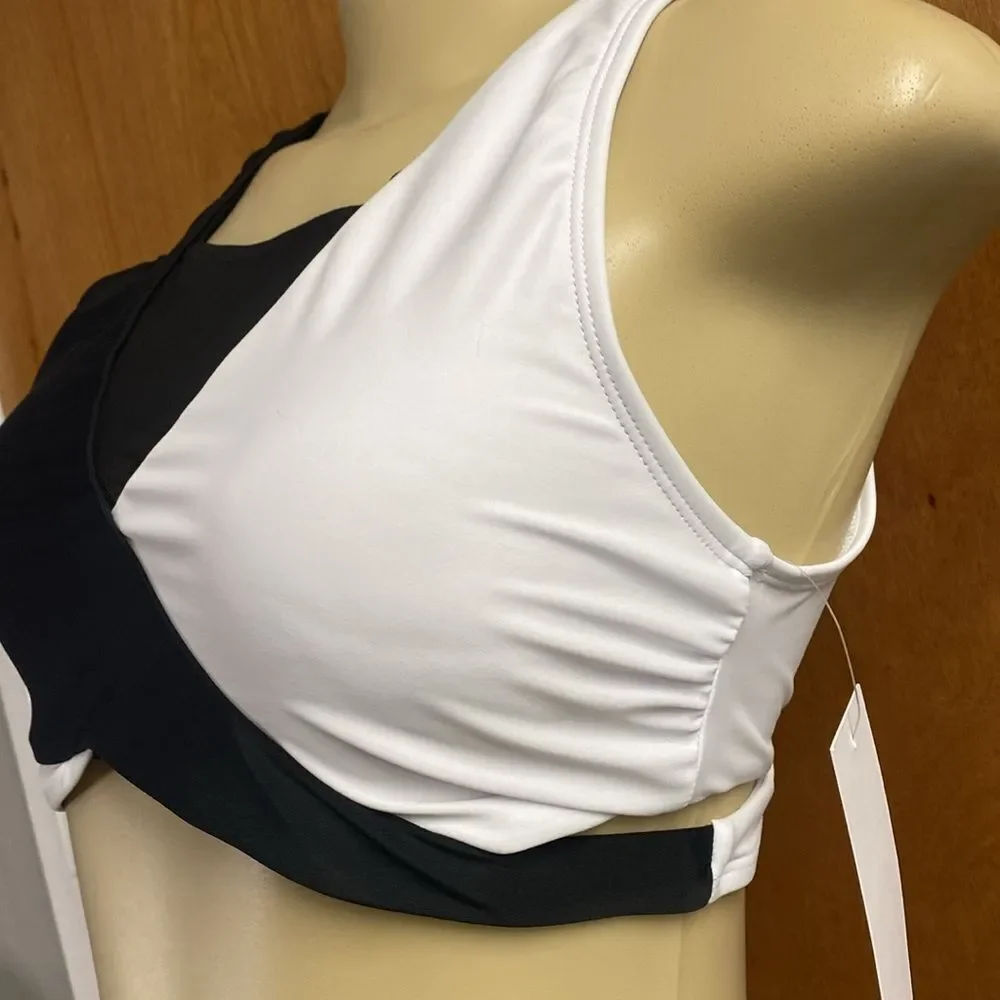 Sexy Black & White High Neck Bikini Swimsuit size 10
